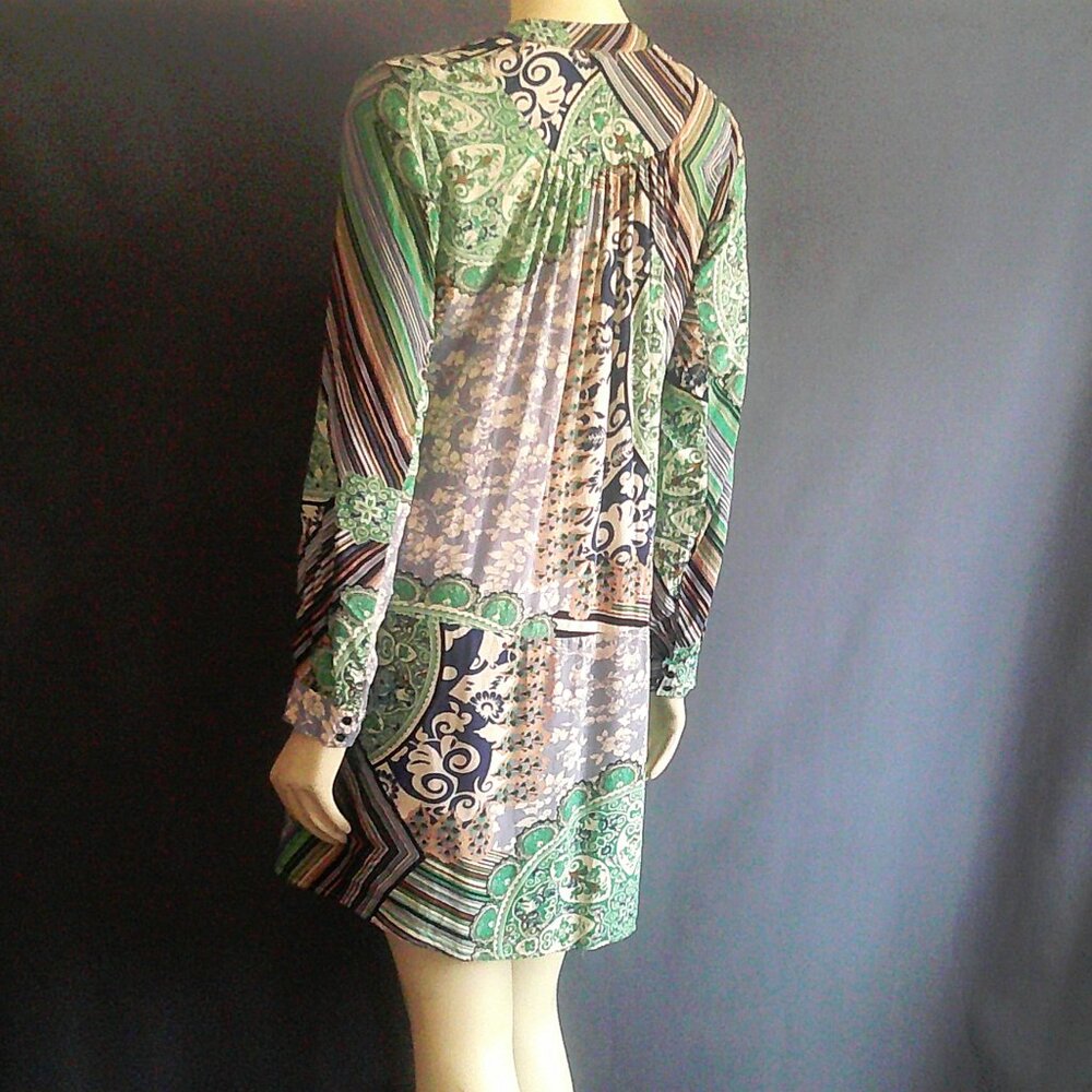 Tiny Anthropologie Drop Waist Pintucked Rayon Caviana Paisley Mini Dress Sm - Picture 9 of 14